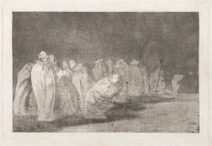 Los ensacados (The Men in Sacks) ، المعروف أيضًا باسم So el sayal ، hay al (يوجد شيء تحت قماش الخيش) ، من سلسلة Los disparates (Los proverbios) بواسطة فرانسيسكو دي جويا