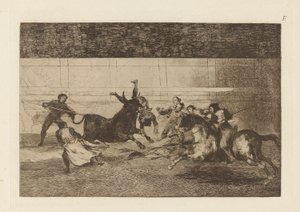The Death of Pepe Illo (Death of Pepe Illo ، 2nd Composition) ، لوحة E من The Bull Maquia (الإصدار الثالث) بواسطة فرانسيسكو دي جويا