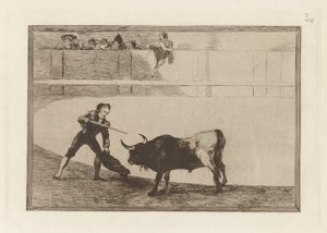 بيدرو روزماري؟ إلى الثور الواقف (بيدرو روميرو قتل الثور المتوقف) ، اللوحة 30 من The Bull Machinery بواسطة Francisco de Goya