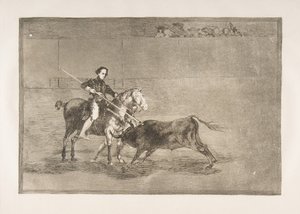 اللوحة 22 من تاوروموكيا: الشجاعة الرجولية للباجويليرا الشهيرة في [الحلبة] في ... ، 1816. بواسطة فرانسيسكو دي جويا