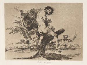 اللوحة 37 من "كوارث الحرب" كوارث الحرب: "هذا ... ، نُشر عام 1810 بواسطة فرانسيسكو دي جويا