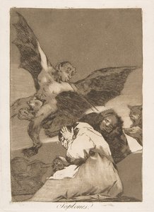 اللوحة 48 من Los Caprichos: Tale-Bearers-Blasts of Wind Soplones. ، 1799. بواسطة فرانسيسكو دي جويا