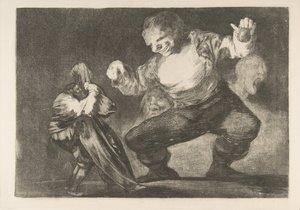 اللوحة 4 من "المتباعدون": Simpleton ، كاليفورنيا. 1816-23 نُشرت بين 1854-63. بواسطة فرانسيسكو دي جويا