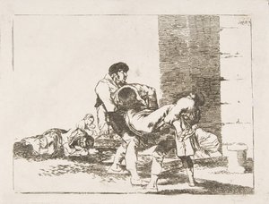 اللوحة 56 من "كوارث الحرب" Los Desastres de la Guerra: "إلى المقبرة" أ ... ، 1810-14. بواسطة فرانسيسكو دي جويا