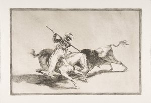 اللوحة 5 من Tauromaquia: مور غزال الحماسي هو أول من رمح الثيران اتفاق ... ، 1816. بواسطة فرانسيسكو دي جويا