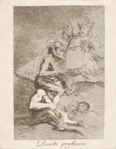 اللوحة 70 من Los Caprichos: مهنة Devout مهنة Devota. ، 1799. بواسطة فرانسيسكو دي جويا