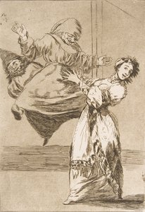 اللوحة 74 من لوس كابريتشوس: Dont scream، stupid No grites، tonta، 1799. بواسطة فرانسيسكو دي جويا