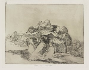 كل شيء مخلوط. (كل شيء هو توبسي-تورفي.) ، رر. 42 من سلسلة كوارث الحرب بواسطة فرانسيسكو دي جويا