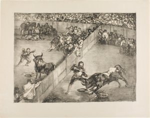 مصارعة الثيران في حلقة منقسمة ، من The Bulls of Bordeaux بواسطة فرانسيسكو خوسيه دي جويا إي لوسينتس