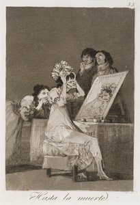 Hasta la muerta من Los Caprichos ، نُشرت عام 1799 (الحفر ، والخط المائي المصقول ، والنقطة الجافة) بواسطة فرانسيسكو دي جويا