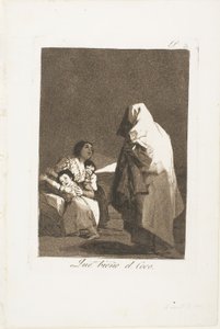 هنا يأتي البوغ ، اللوحة الثالثة من لوس كابريتشوس بواسطة فرانسيسكو خوسيه دي جويا إي لوسينتس