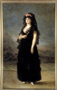 صورة على الأقدام لملكة إسبانيا ماري لويز (1751-1819) ، زوجة تشارلز الرابع لوحة رسمها فرانسيسكو دي جويا (1746-1828) القرن التاسع عشر. 2،08 × 1،27 م - مدريد ، متحف برادو - صورة الملكة ماريا لويزا (1751-1819) مرتدية مانتيلا - رسم بواسطة بواسطة فرانسيسكو دي جويا