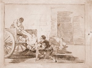 The Disasters of War : Carloads to the cemetery (preparatory drawing بواسطة فرانسيسكو دي جويا