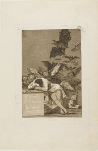 فيلم The Sleep of Reason ينتج الوحوش ، اللوحة 43 من Los Caprichos بواسطة فرانسيسكو خوسيه دي جويا إي لوسينتس