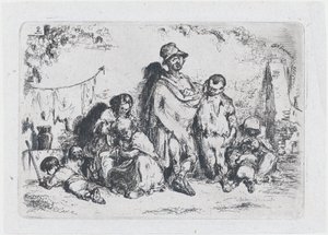 اللوحة 2: مجموعة من الناس في الشارع ربما متسولون من سلسلة الجمارك و ... 1850. بواسطة فرانسيسكو لامير بيرينغير