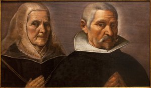 صورة لزوجين في سن الصلاة. لوحة لفرانسيسكو باتشيكو (1564-1644) ، حوالي 1630. متحف الفنون الجميلة في إشبيلية ، إسبانيا. بواسطة فرانسيسكو باتشيكو