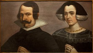 صورة لزوجين شابين يصليان. لوحة لفرانسيسكو باتشيكو (1564-1644) ، حوالي 1630. متحف الفنون الجميلة في إشبيلية ، إسبانيا. بواسطة فرانسيسكو باتشيكو