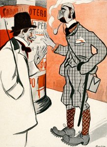 رجل فرنسي يخبر رجل إنجليزي كيف يجب أن يلبس الأوبرا ، 1903. بواسطة فرانسيسكو سانشا إي لينغو