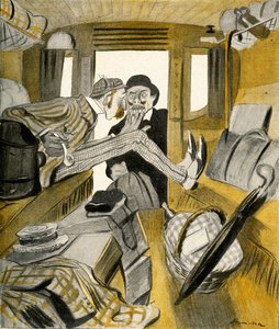 رجل إنجليزي يوقف فرنسيًا عن الجلوس في المقعد الحر في القطار ، 1903. بواسطة فرانسيسكو سانشا إي لينغو