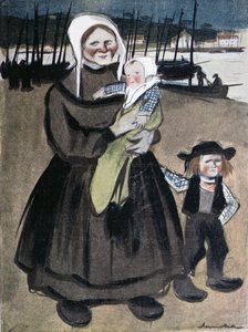 المجاعة في بريتاني ، رسم توضيحي من إصدار خاص من "La Vie en Rose" تم إنتاجه لصالح Bretons ، 1903 بواسطة فرانسيسكو سانشا إي لينغو