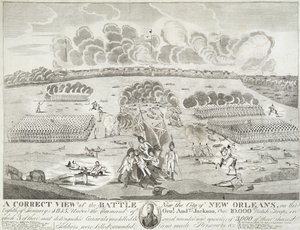 منظر صحيح للمعركة بالقرب من مدينة نيو أورلينز بواسطة فرانسيسكو سكاكي
