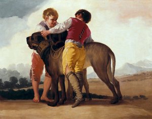 الأولاد مع كلب الدرواس ، حوالي عام 1786 (زيت على ورق مقوى) بواسطة فرانسيسكو دي جويا