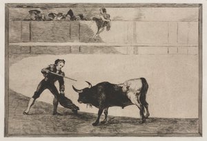 مصارعة الثيران: بيدرو روميو قتل الثور المتوقف ، 1876. بواسطة فرانسيسكو دي جويا