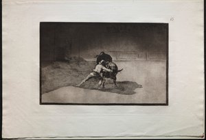 مصارعة الثيران: يضع مارتينشو الشهير عناصر العصابات وهم يلعبون الثور بحركة جسده بواسطة فرانسيسكو دي جويا