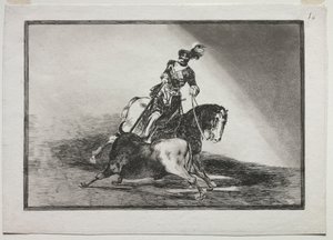 تشارلز الخامس ، رأس ثور في الحلبة في بلد الوليد ، 1815-1816. بواسطة فرانسيسكو دي جويا