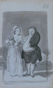عاهرة تلتمس الدهون ، رجل قبيح مستقيم ، 1796-1777. بواسطة فرانسيسكو دي جويا