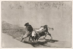الطالب الذكي لفالس يغضب الثور من خلال التحرك حول ملفوفة في عباءته ، 1814-16 بواسطة فرانسيسكو دي جويا