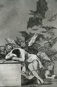 فيلم The Sleep of Reason ينتج الوحوش ، من فيلم Los Caprichos (النقش) (صور من وزن الجسم) (انظر أيضًا 81662)
