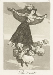 لقد طاروا Volaverunt (العنوان على الجسم) Los Caprichos (عنوان السلسلة) بواسطة فرانسيسكو دي جويا
