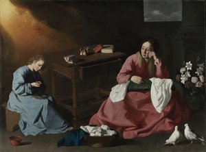 المسيح والعذراء في بيت الناصرة ، ص 1640 بواسطة فرانسيسكو دي زورباران