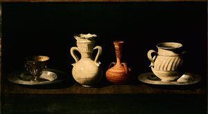 لا تزال الحياة أباريق ، قدور. رسم فرانسيسكو دي زورباران (1598-1664) 1633 صن. 46x84 سم مدريد ، متحف برادو بواسطة فرانسيسكو دي زورباران