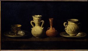لا تزال الحياة ، والأكواب والمزهريات. لوحة لفرانسيسكو دي زورباران (1598 - 1664) بواسطة فرانسيسكو دي زورباران