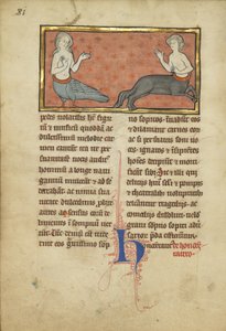 صافرة الإنذار وقنطور من السيدة Ludwig XV 4 ، ورقة. 81 فولت ، 1280-1300 (تمبرا وقلم وحبر وأوراق ذهبية وطلاء على رق)