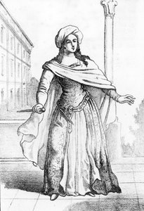 صورة للشابة الرومانية بياتريس سينسي (1577-1599) المتهمة بقتل والدها فرانشيسكو سينسي عام 1598 (صورة للنبيلة الرومانية الشابة بياتريس سينسي التي قتلت والدها، الكونت فرانشيسكو سينسي عام 1598) نقش من quot;quot; أنا ميستري ديل فا
