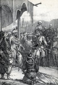 الحملة الصليبية السابعة: تم أسر الملك لويس التاسع في معركة فارسكور في 6 أبريل 1250 (الحملة الصليبية السابعة: الملك لويس التاسع أسير في معركة فارسكور ، 6 أبريل 1250) رسم من "مستيري ديل فاتيكانو" بقلم فرانكو ميسترالي