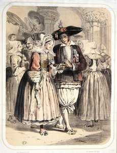 العروس والعريس من منطقة سيل ، فرنسا ، حوالي 1850 (لون ليثو)