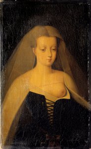 صورة أغنيس سوريل (1422-1450) (سيدة بيوت سور مارن) (بيوت سور مارن) ، المفضلة للملك تشارلز السابع (1422-1461) صدرها عاري. لوحة لفيليب كوميراس (1803-1875) بعد فرانسوا كلويت. 1833 الأحد. 0.3x0.19 م فرساي ، متحف تشا