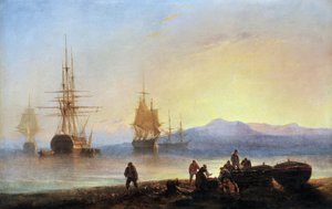 الأخوات والسفن في البحر المتوسط. لوحة لفرانسوا بيير باري (1813-1905). زيت على قماش. قاتمة: 29.5 × 46 سم. ذكر إلزامي: مجموعة مؤسسة بخصوص دي بروفانس ، مرسيليا