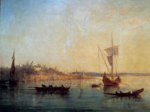 منظر للقسطنطينية من مدخل البوسفور لوحة لفرانسوا بيير باري (1813-1905) 1869 صن. 0،64x1 م مرسيليا ، متحف الفنون الجميلة
