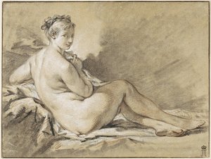 دراسة عارية - فرانسوا باوتشر (1703-1770). متفائل ، الطباشير الأسود والأبيض على الورق