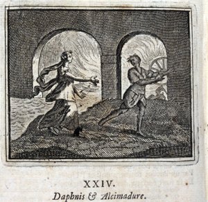 Daphnis و Alcimadura. أساطير جان دي لافونتين (1621-95). رسم توضيحي لفرانسوا تشوفو (1613-1676). طبعة 1728. بواسطة فرانسوا شوفو