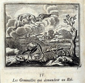 أساطير جان دي لافونتين (1621-95). رسم توضيحي لفرانسوا تشوفو (1613-1676). طبعة 1728. بواسطة فرانسوا شوفو