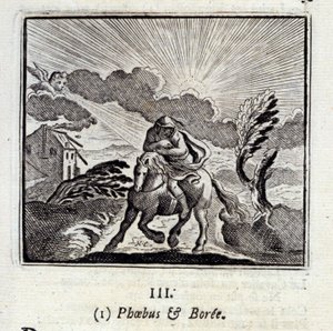 فيبوس وبوري. أساطير جان دي لافونتين (1621-95). رسم توضيحي لفرانسوا تشوفو (1613-1676). طبعة 1728. بواسطة فرانسوا شوفو
