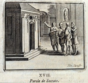 كلمة سقراط. أساطير جان دي لافونتين (1621-95). رسم توضيحي لفرانسوا تشوفو (1613-1676). طبعة 1728. بواسطة فرانسوا شوفو