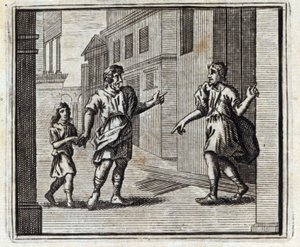 الوديع كافر. أساطير جان دي لافونتين (1621-95). رسم توضيحي لفرانسوا تشوفو (1613-1676). طبعة 1728. بواسطة فرانسوا شوفو