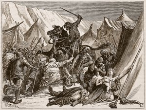 روبرت نورماندي يحشد الصليبيين ، رسم توضيحي من "تاريخ إنجلترا المصور لكاسل" (صورة بني داكن) بواسطة فرانسوا إدوارد زير